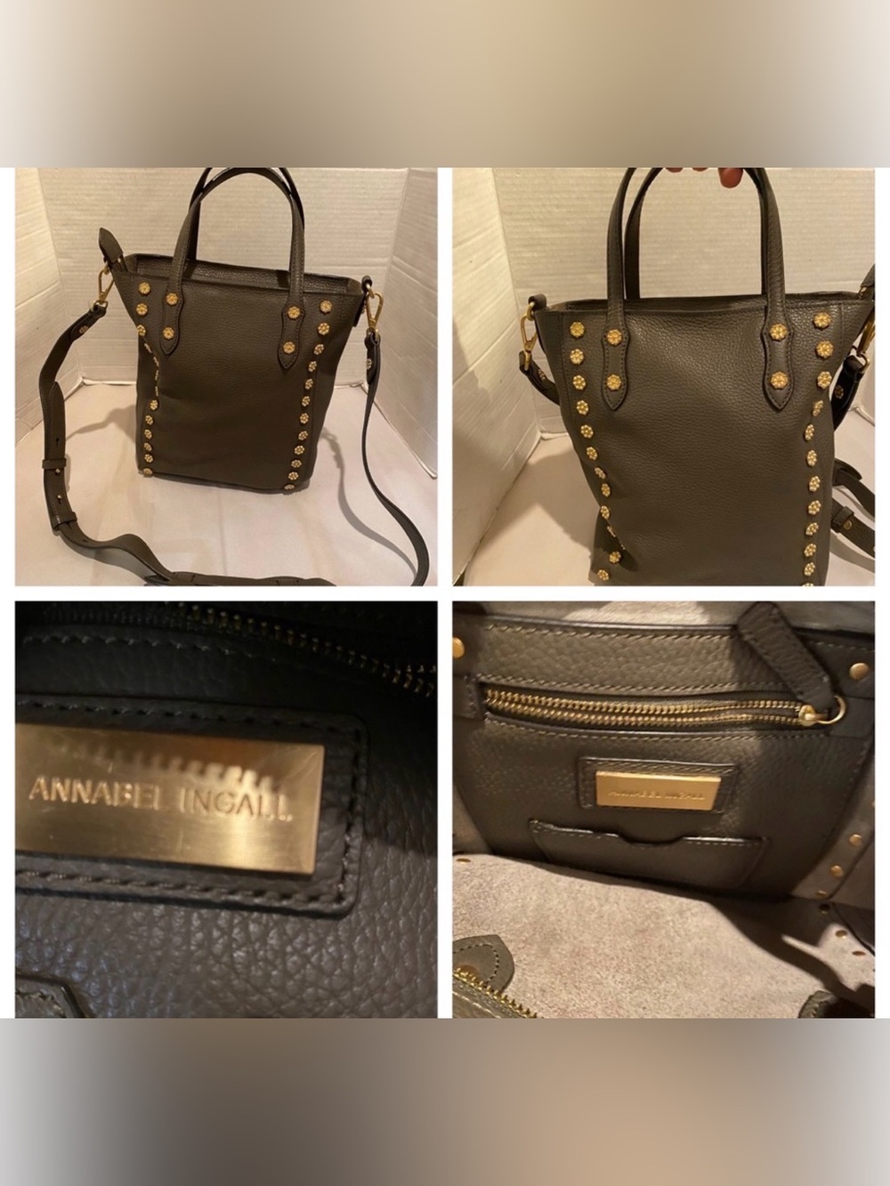 Annabel Ingall Daisy Leather Studded Crossbody Tote